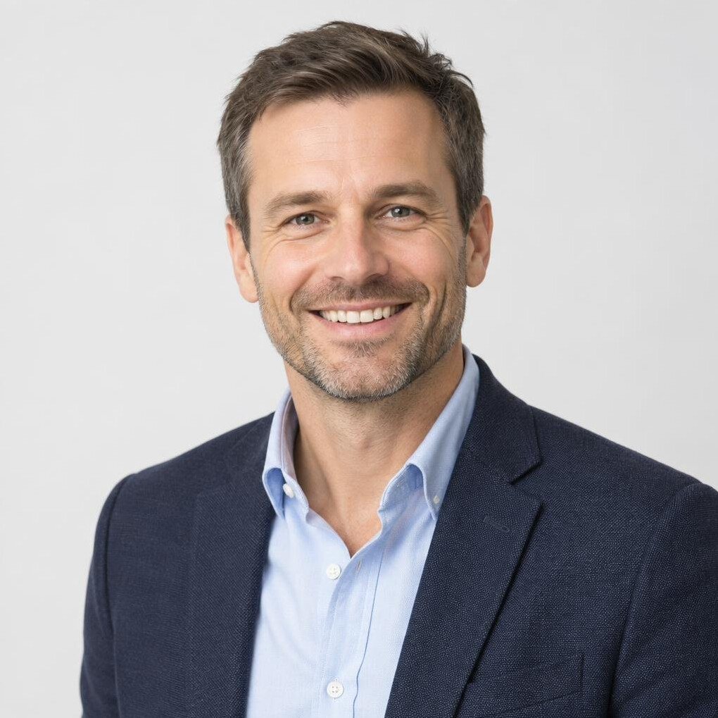 Studio portrait of a male corporate trainer