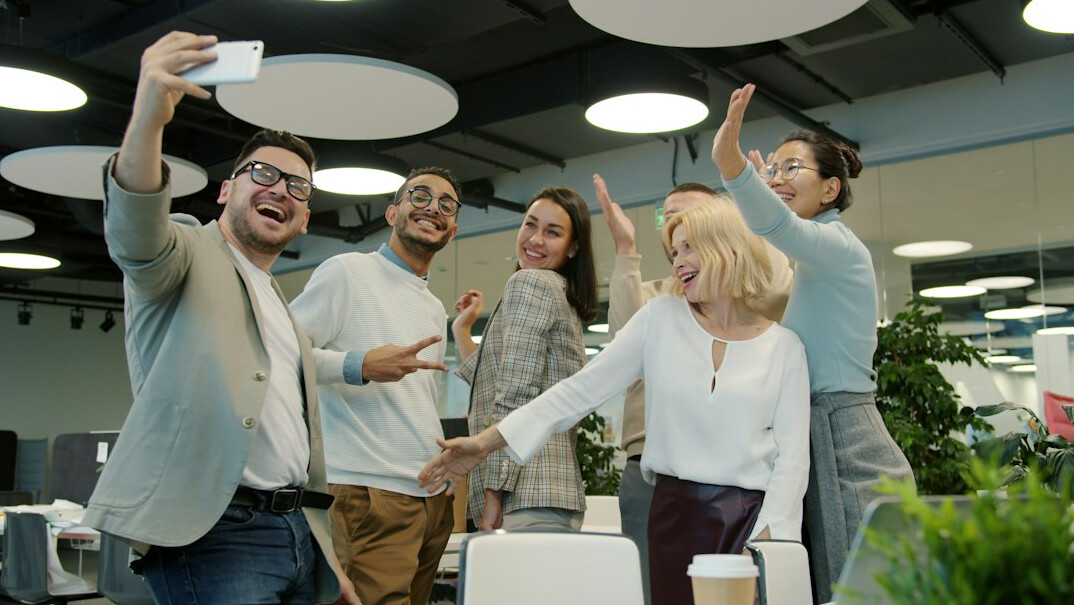 happy employees in office